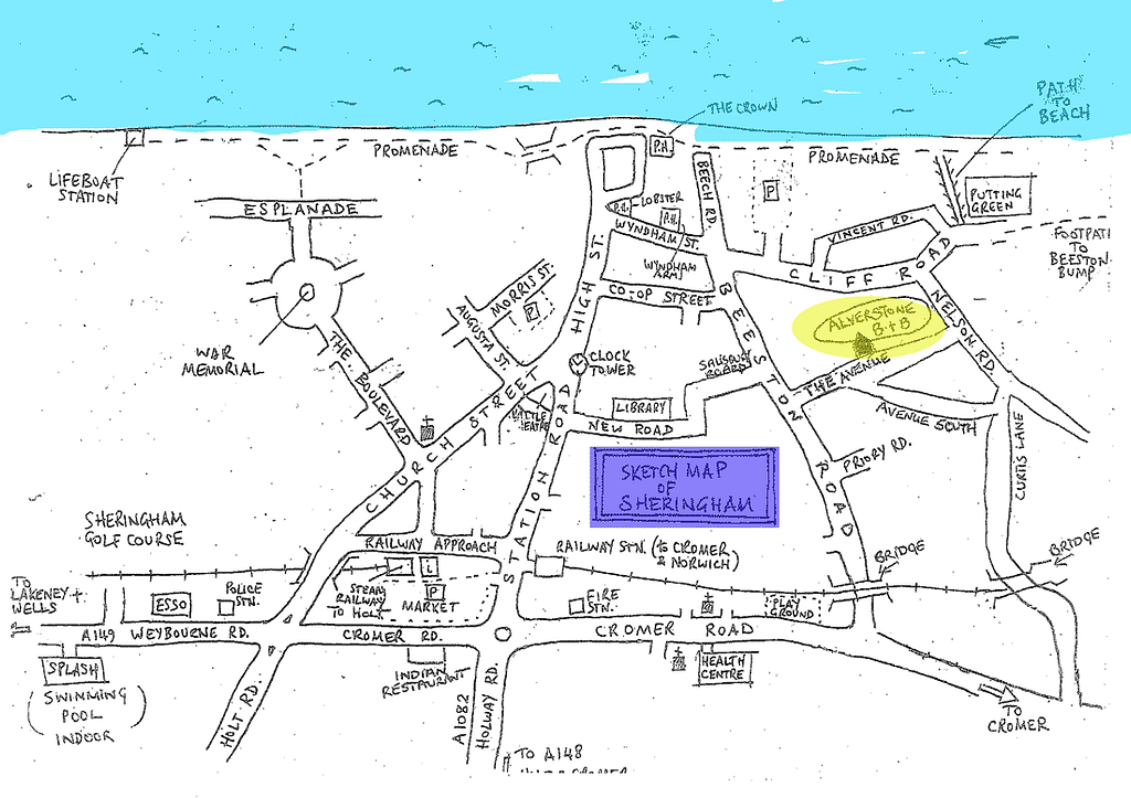 Location of Alverstone B&B in Sheringham