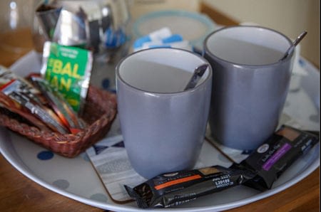 Example of the beverage tray in each room